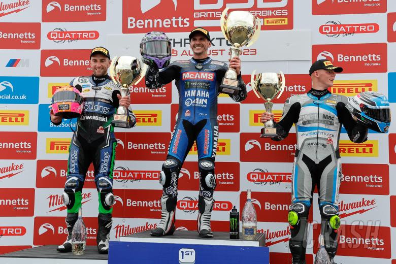 Thruxton, 2023, O&#039;halloran , Podium, Race three, BSB, British Superbikes, Jackson, Nesbittt